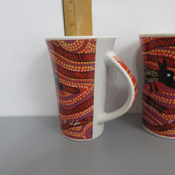 2Set Waligura Gurruhman Kangaroo Coffee Mug Aboriginal Artist Robert Appo Signed - Picture 7 of 7